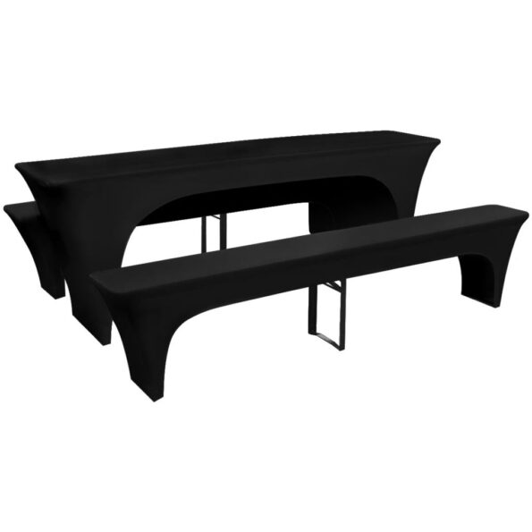 3 čierne elastické poťahy na pivný stôl a lavice 220 x 50 x 80 cm – Obrázok 2