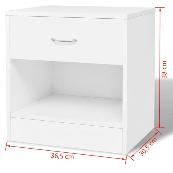 vidaXL Nočný stolík 2 ks so zásuvkou, biely – Obrázok 8
