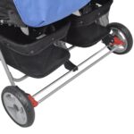 vidaXL Oceľový kočík pre dvojičky, modro-čierny – Obrázok 9