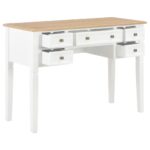 vidaXL Písací stôl, biely 109,5x45x77,5 cm, drevo – Obrázok 2