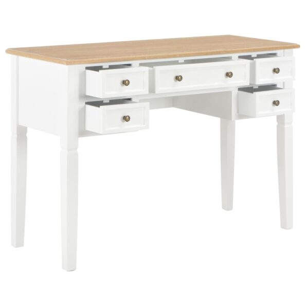 vidaXL Písací stôl, biely 109,5x45x77,5 cm, drevo – Obrázok 2