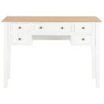 vidaXL Písací stôl, biely 109,5x45x77,5 cm, drevo – Obrázok 3