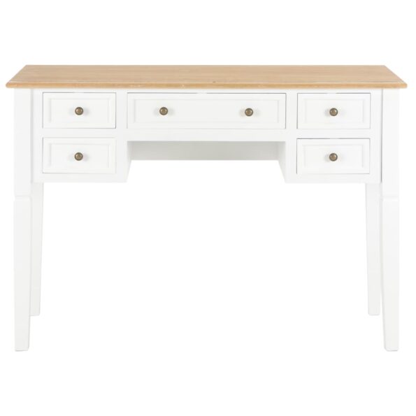 vidaXL Písací stôl, biely 109,5x45x77,5 cm, drevo – Obrázok 3