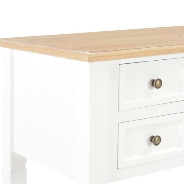 vidaXL Písací stôl, biely 109,5x45x77,5 cm, drevo – Obrázok 6