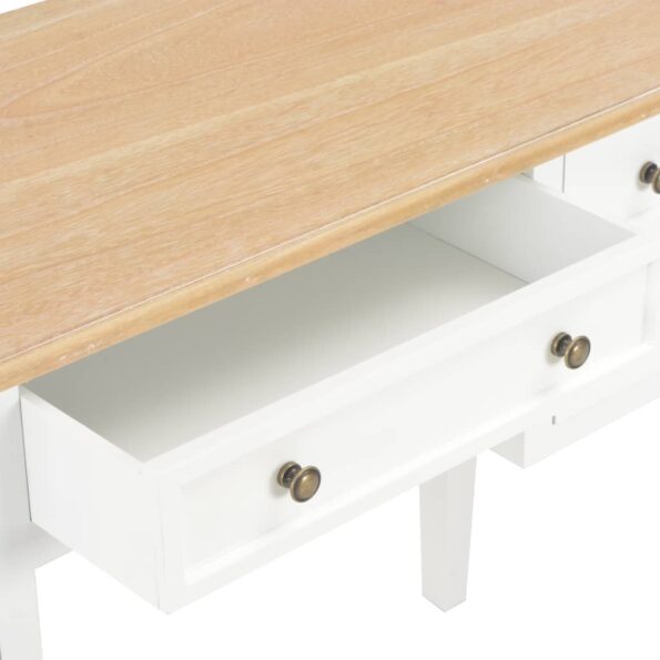 vidaXL Písací stôl, biely 109,5x45x77,5 cm, drevo – Obrázok 7