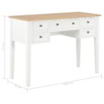 vidaXL Písací stôl, biely 109,5x45x77,5 cm, drevo – Obrázok 8