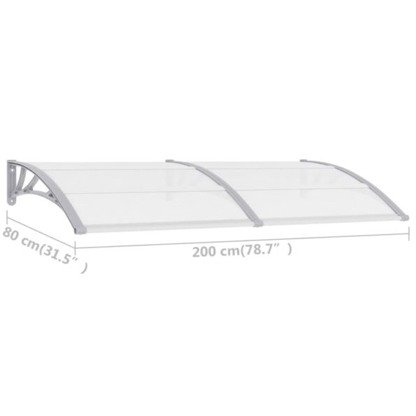 vidaXL Vchodová strieška, sivá a priehľadná 200x75 cm, PC – Obrázok 6