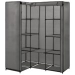 vidaXL Rohový šatník sivý 130x87x169 cm – Obrázok 3