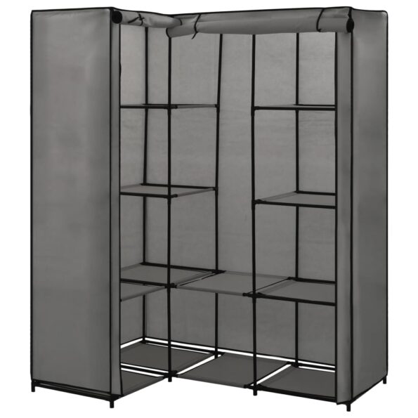 vidaXL Rohový šatník sivý 130x87x169 cm – Obrázok 3