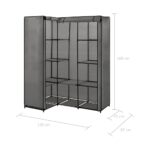 vidaXL Rohový šatník sivý 130x87x169 cm – Obrázok 6