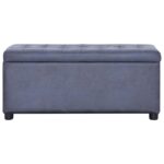 vidaXL Taburetka s úložným priestorom 87,5 cm, sivá, umelý semiš – Obrázok 3