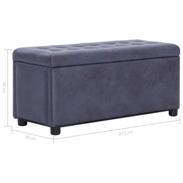 vidaXL Taburetka s úložným priestorom 87,5 cm, sivá, umelý semiš – Obrázok 6