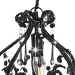 vidaXL Stropná lampa s krištálikmi, čierna, okrúhla E14 – Obrázok 5