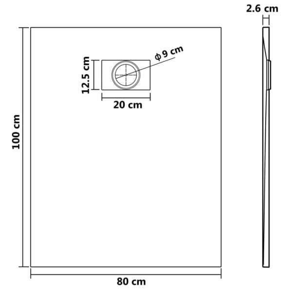vidaXL Sprchová vanička, SMC, biela 100x80 cm – Obrázok 6