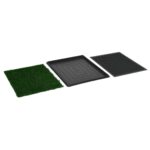 vidaXL Toaleta pre psy s nádobou a umelou trávou, zelená 64x51x3 cm WC – Obrázok 7