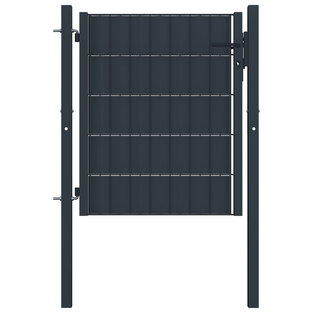 VXL8719883670652_a_en_hd_1.jpg vidaXL Plotová brána PVC a oceľ 100x100 cm antracitová – Obrázok 1