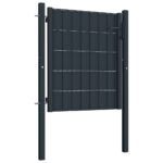 vidaXL Plotová brána PVC a oceľ 100x100 cm antracitová – Obrázok 2