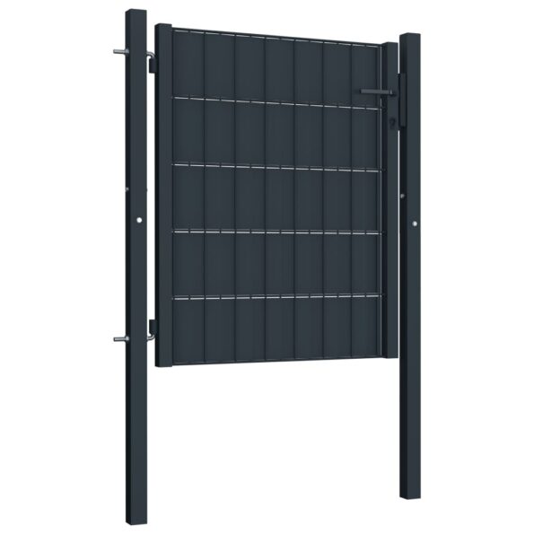 vidaXL Plotová brána PVC a oceľ 100x100 cm antracitová – Obrázok 2