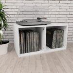 vidaXL Úložný box na vinyly, biely 71x34x36 cm, kompozitné drevo