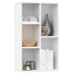 vidaXL Knižnica/komoda, biela 50x25x80 cm, kompozitné drevo – Obrázok 3