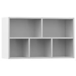 vidaXL Knižnica/komoda, biela 50x25x80 cm, kompozitné drevo – Obrázok 8