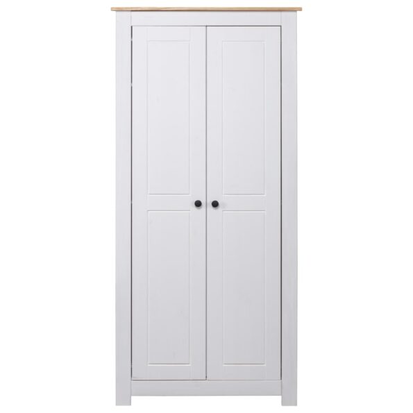 vidaXL Šatník, biely 80x50x171,5 cm, masívna borovica rad Panama – Obrázok 4