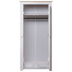 vidaXL Šatník, biely 80x50x171,5 cm, masívna borovica rad Panama – Obrázok 5