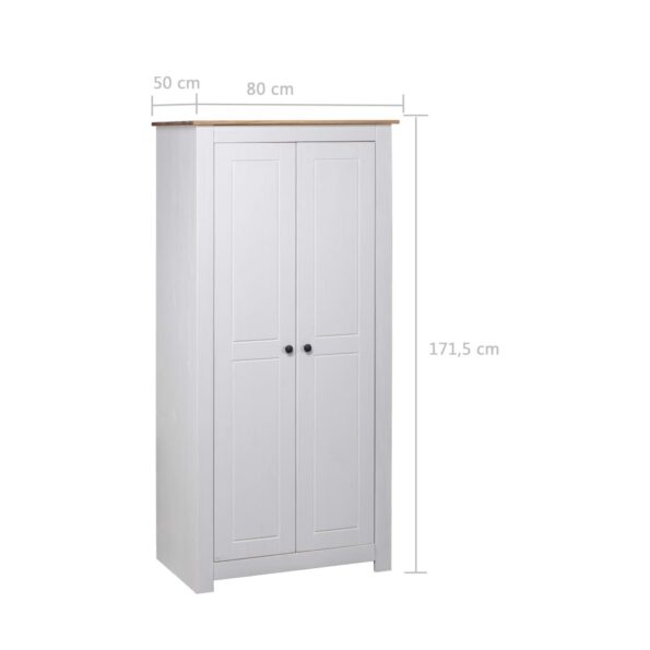 vidaXL Šatník, biely 80x50x171,5 cm, masívna borovica rad Panama – Obrázok 6