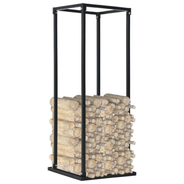 vidaXL Stojan na krbové drevo s podstavcom, čierny 37x37x113 cm, oceľ – Obrázok 2