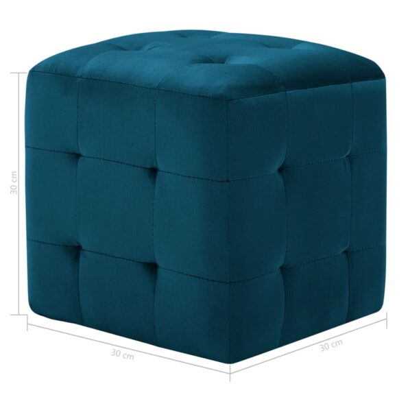 vidaXL Taburetky 2 ks modré 30x30x30 cm semišová látka – Obrázok 6