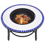 vidaXL Mozaikové ohnisko, modro biele 68 cm, keramika – Obrázok 3