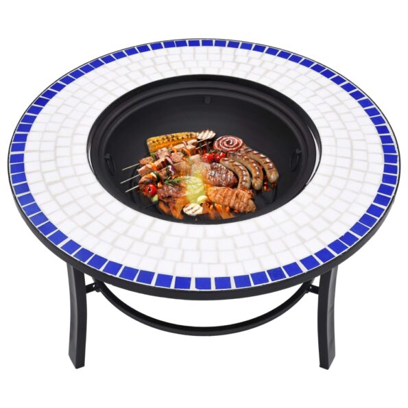 vidaXL Mozaikové ohnisko, modro biele 68 cm, keramika – Obrázok 3