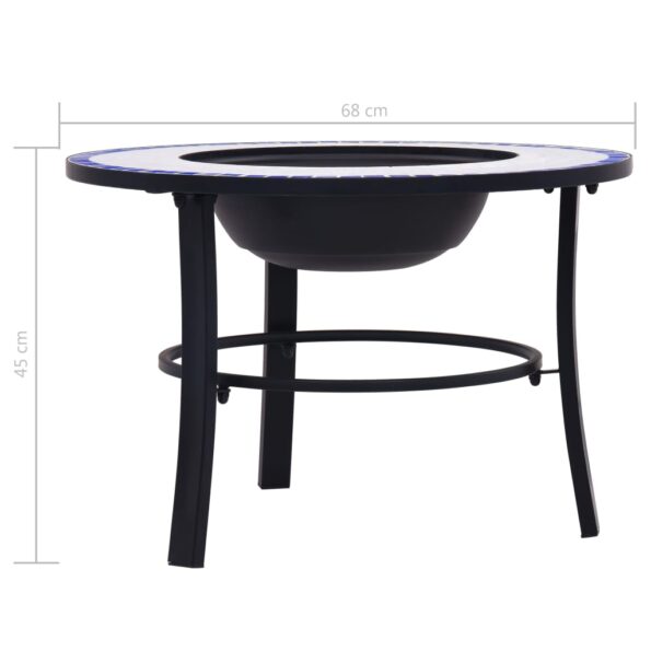 vidaXL Mozaikové ohnisko, modro biele 68 cm, keramika – Obrázok 9