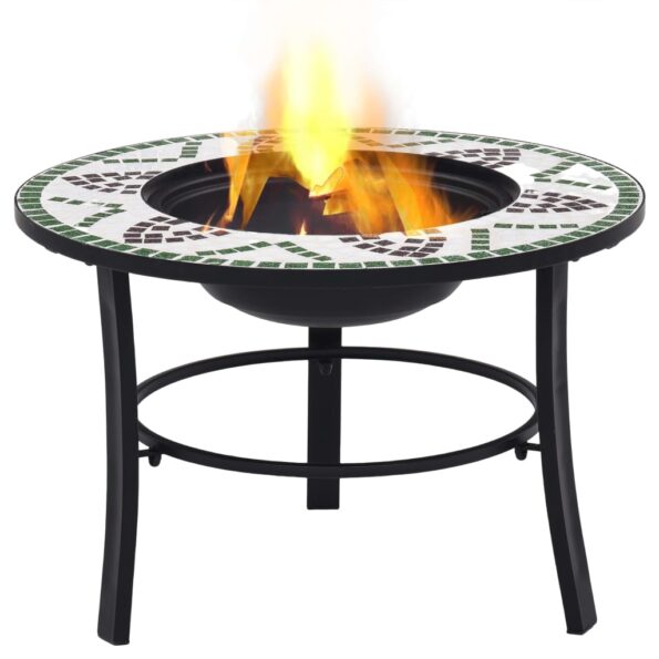 vidaXL Mozaikové ohnisko, zelené 68 cm, keramika – Obrázok 2