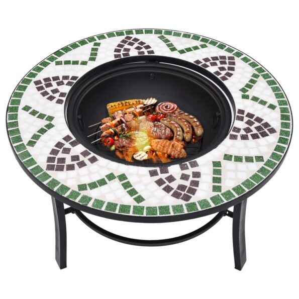 vidaXL Mozaikové ohnisko, zelené 68 cm, keramika – Obrázok 3