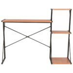 vidaXL Stôl s poličkami, čierno hnedý 116x50x93 cm – Obrázok 2