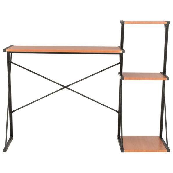 vidaXL Stôl s poličkami, čierno hnedý 116x50x93 cm – Obrázok 2