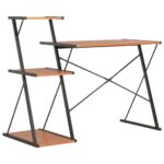 vidaXL Stôl s poličkami, čierno hnedý 116x50x93 cm – Obrázok 4