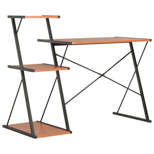 vidaXL Stôl s poličkami, čierno hnedý 116x50x93 cm – Obrázok 4
