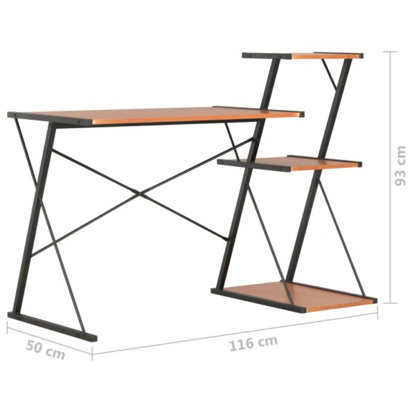 vidaXL Stôl s poličkami, čierno hnedý 116x50x93 cm – Obrázok 7
