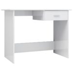 vidaXL Písací stôl, lesklý biely 100x50x76 cm, kompozitné drevo – Obrázok 2