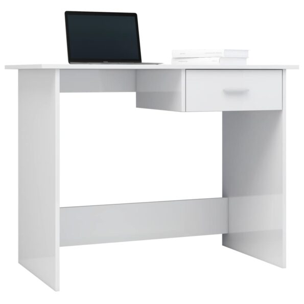 vidaXL Písací stôl, lesklý biely 100x50x76 cm, kompozitné drevo – Obrázok 3