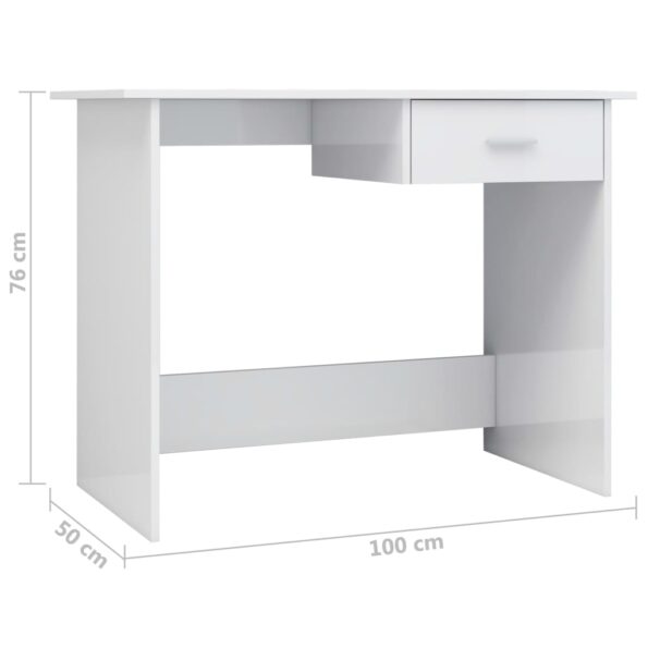 vidaXL Písací stôl, lesklý biely 100x50x76 cm, kompozitné drevo – Obrázok 6