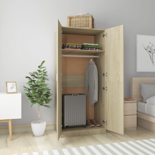 vidaXL Šatník, dub sonoma 80x52x180 cm, kompozitné drevo – Obrázok 3