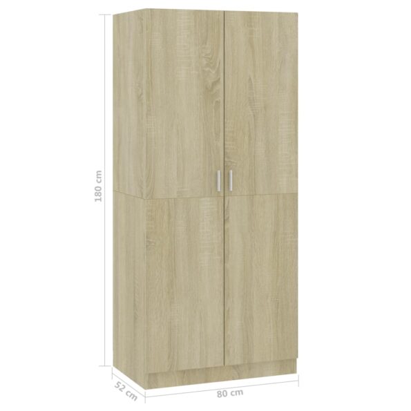 vidaXL Šatník, dub sonoma 80x52x180 cm, kompozitné drevo – Obrázok 8