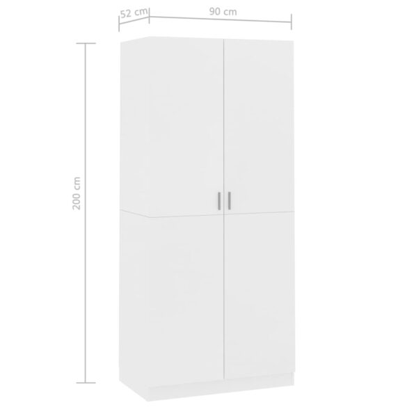 vidaXL Šatník, biely 90x52x200 cm, kompozitné drevo – Obrázok 8