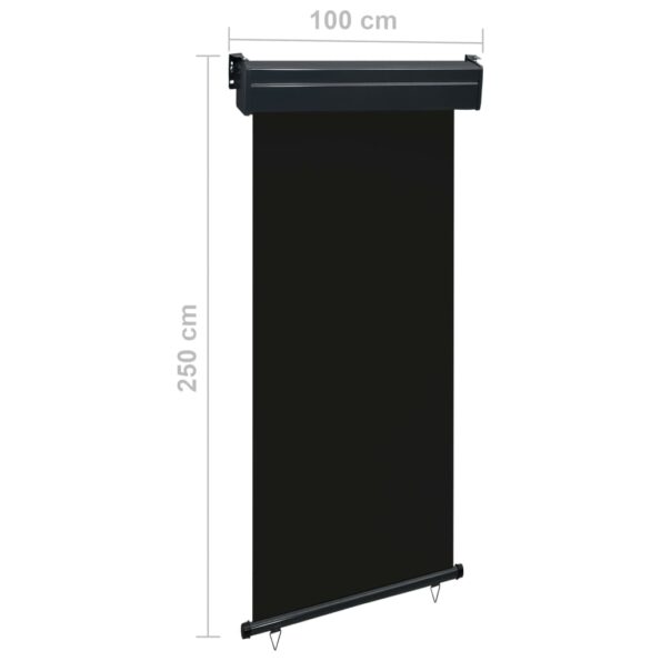 vidaXL Bočná markíza na balkón 100x250 cm, čierna – Obrázok 11