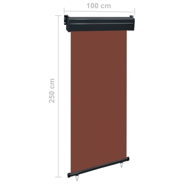 vidaXL Bočná markíza na balkón 100x250 cm, hnedá – Obrázok 10