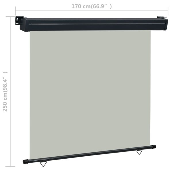 vidaXL Bočná markíza na balkón 170x250 cm sivá – Obrázok 10