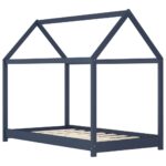 vidaXL Detský posteľný rám sivý 70x140 cm borovicový masív – Obrázok 3